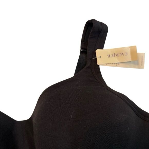 Cacique Cotton No Wire Bra 40D Black Comfort Wireless Soft Molded Pads Support - Picture 4 of 6